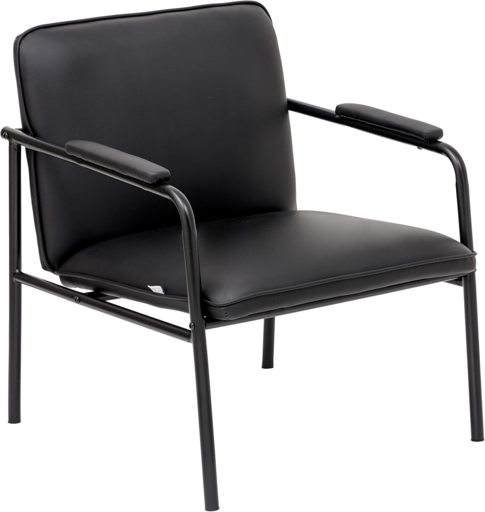 Baroni Home Loungesessel mit Eisengestell, Armlehnenstuhl, Mid-Century-Modern Design, Relaxsessel für Wohnzimmer, Schlafzimmer, Arbeitsyimmer, Lounge 78 x 59 x 64 cm (Schwarz) Bild 1