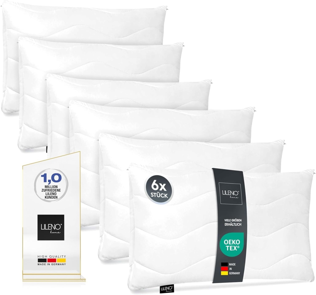 LILENO HOME Kopfkissen 40x60 cm [6er Set] als Kissen-Füllung - Bett oder Deko Kissen mit Reißverschluss zum Anpassen - Waschbar bis 95° - Sofa-Kissen & Zierkissen für Couch/Bett Bild 1