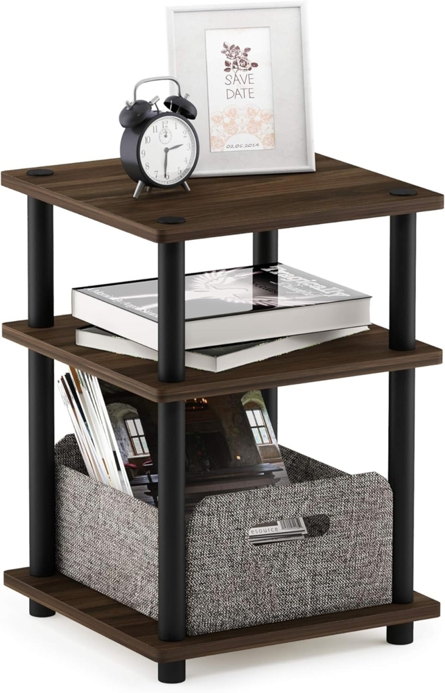 Furinno Mehrzweckregal, Einfache Montage, mit 3 Ebenen, holz, Columbia Walnut/Schwarz, 37. 08x37. 08x52. 58 cm Bild 1