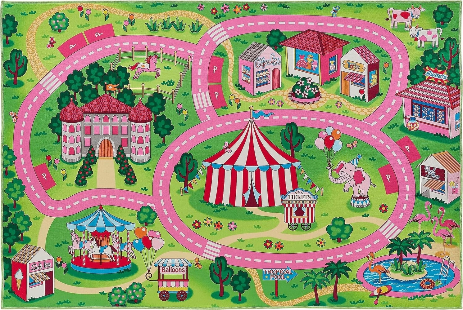 andiamo Teppich Wonderland Kinderteppich für Mädchen mit modernem Design Spielteppich Kinder 100x150 cm rosa Bild 1