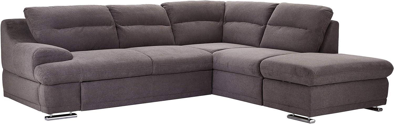 Mivano Ecksofa Coast / Große Sofagarnitur in L-Form mit Ottomane rechts, 264 x 88 x 217, Mikrofaser: grau Bild 1