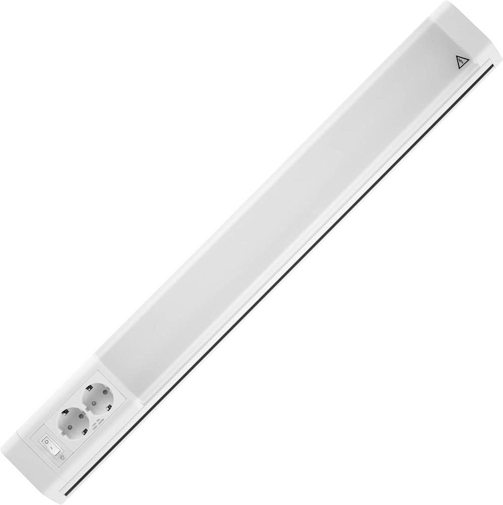 REV PENTA Lichtleiste, Steckdosen Unterschrank Küche, LED Unterbauleuchte mit 2 Steckdosen und Schalter, 15W, 76 cm, weiss Bild 1