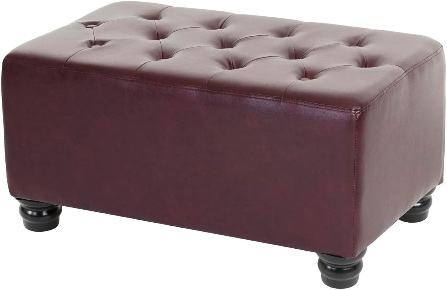 Luxus Ottomane Sitzhocker Chesterfield 41x75x46cm Kunstleder ~ runde Füße, rot-braun Bild 1