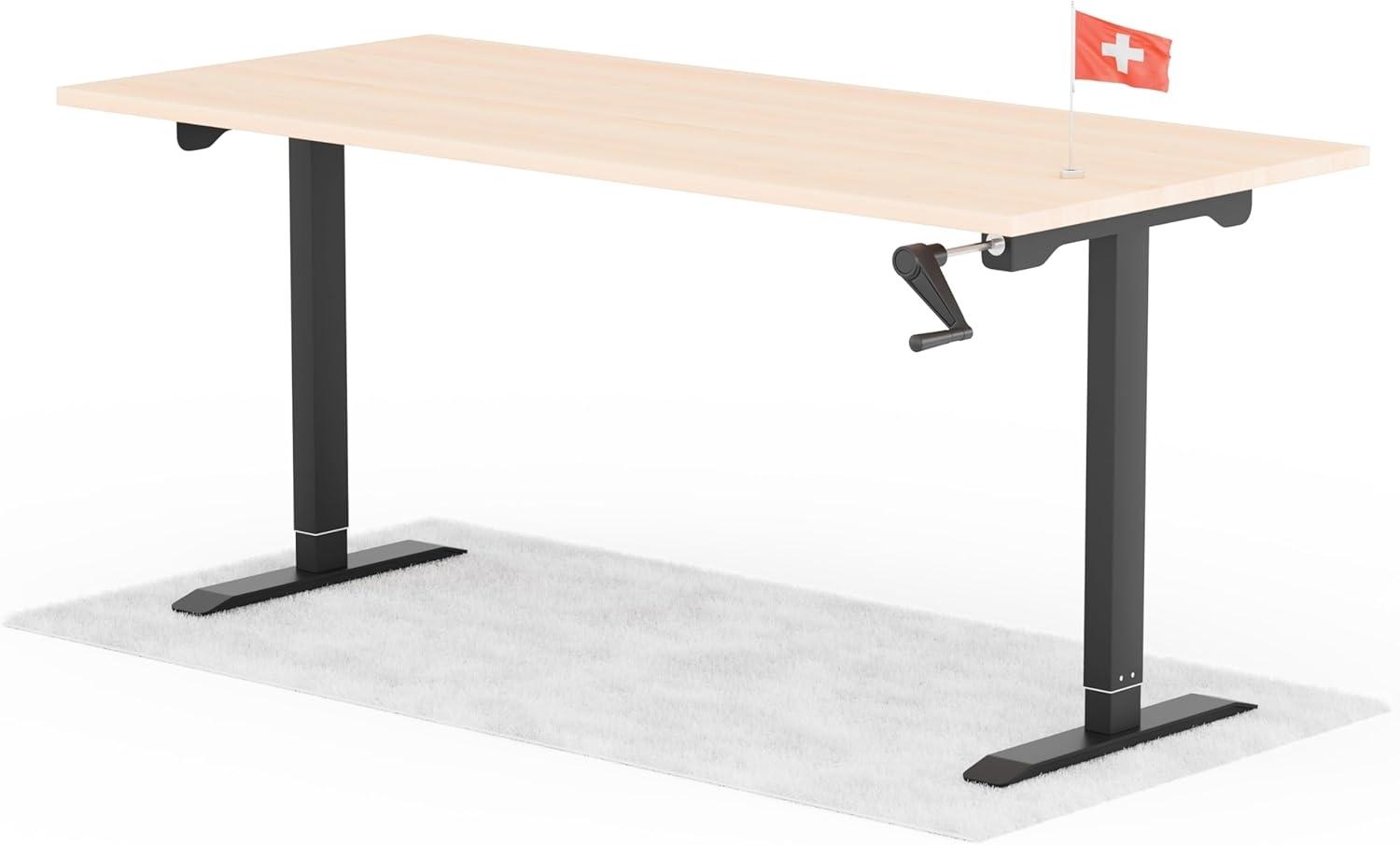 manuell höhenverstellbarer Schreibtisch EASY 180 x 80 cm - Gestell Schwarz, Platte Eiche Bild 1