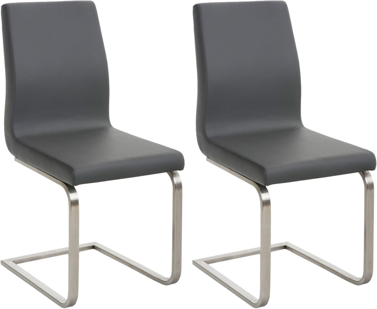 CLP 2er Set Esszimmerstühle Belfort mit robustem Edelstahlgestell,grau Bild 1