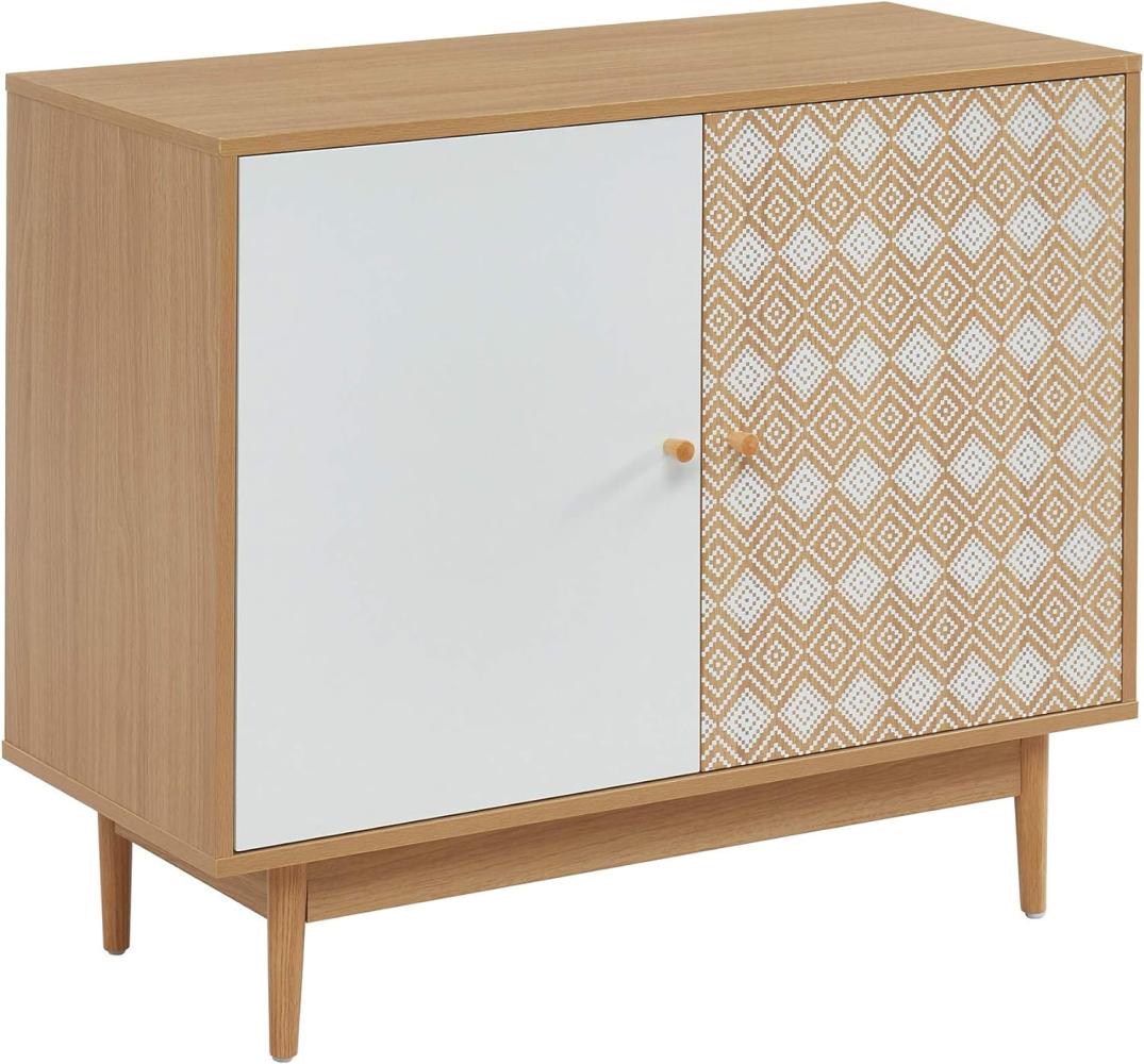 BAÏTA LEIKA Sideboard, Holzwerkstoff, Weiß und Eiche, 90x39,5xh75cm Bild 1