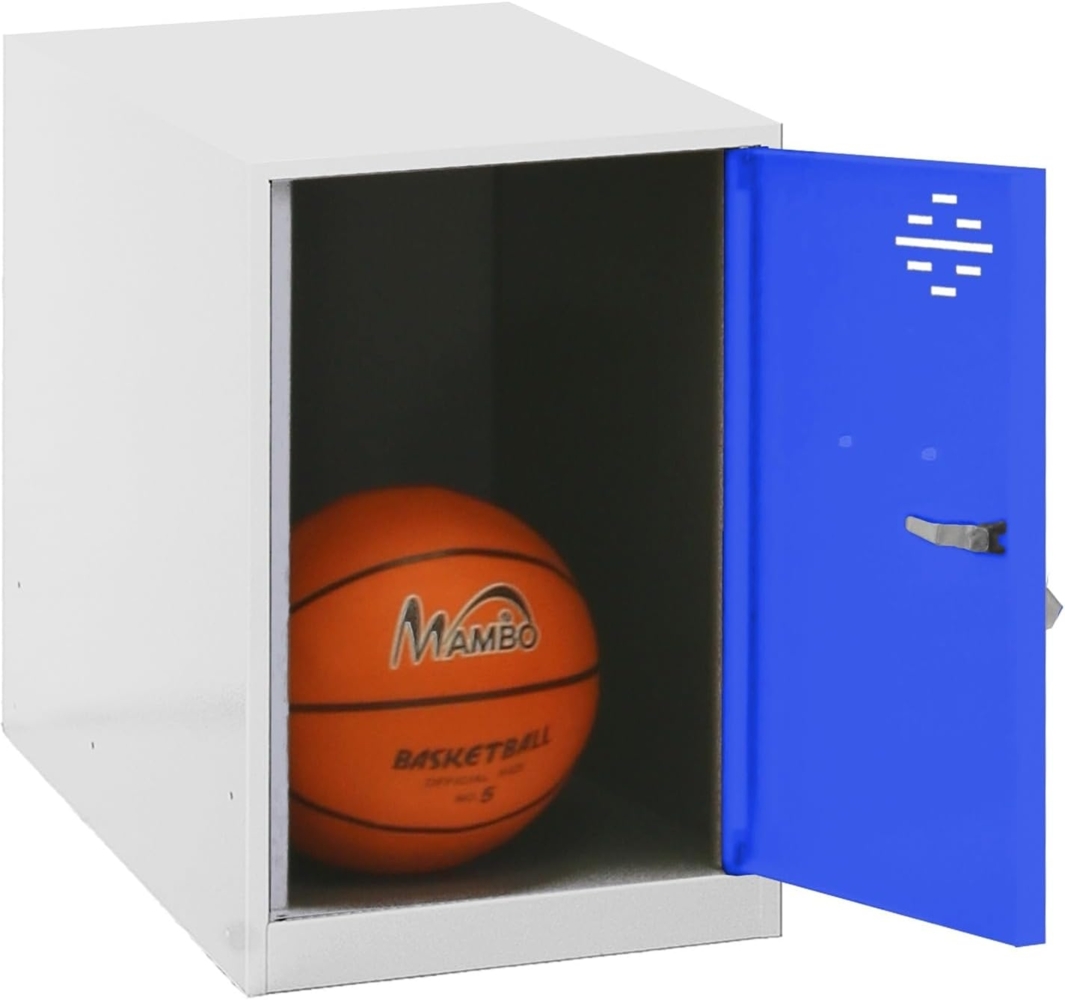 Simon Rack Simonlocker Kommode, klein, 475 x 400 x 500 mm, Amario aus Metall, inkl. Schlüssel, Weiß/Blau Bild 1