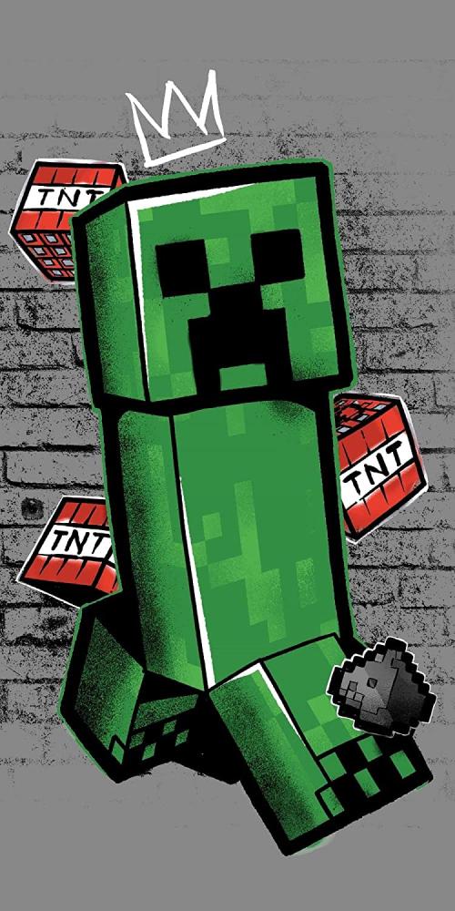 Minecraft Metro Art Creeper Duschtuch Badetuch Strandtuch 70 x 140cm Bild 1