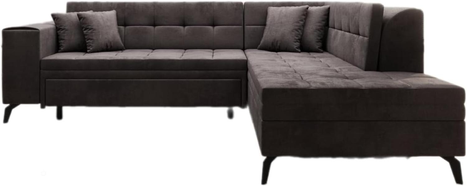 Designer Sofa Lania mit Schlaffunktion Samt Dunkelbraun Rechts Bild 1