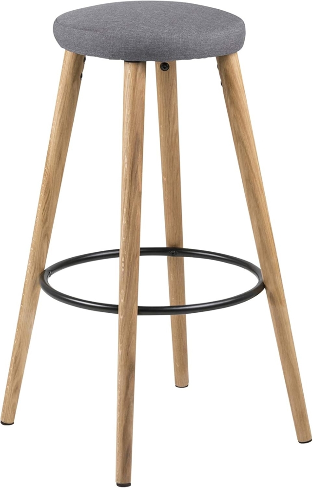 Movian Tarna - Set mit 2 Barhockern, 41 x 41 x 77 cm, Grauer Stoff/Gestell aus ölbehandelter, massiver Eiche Bild 1