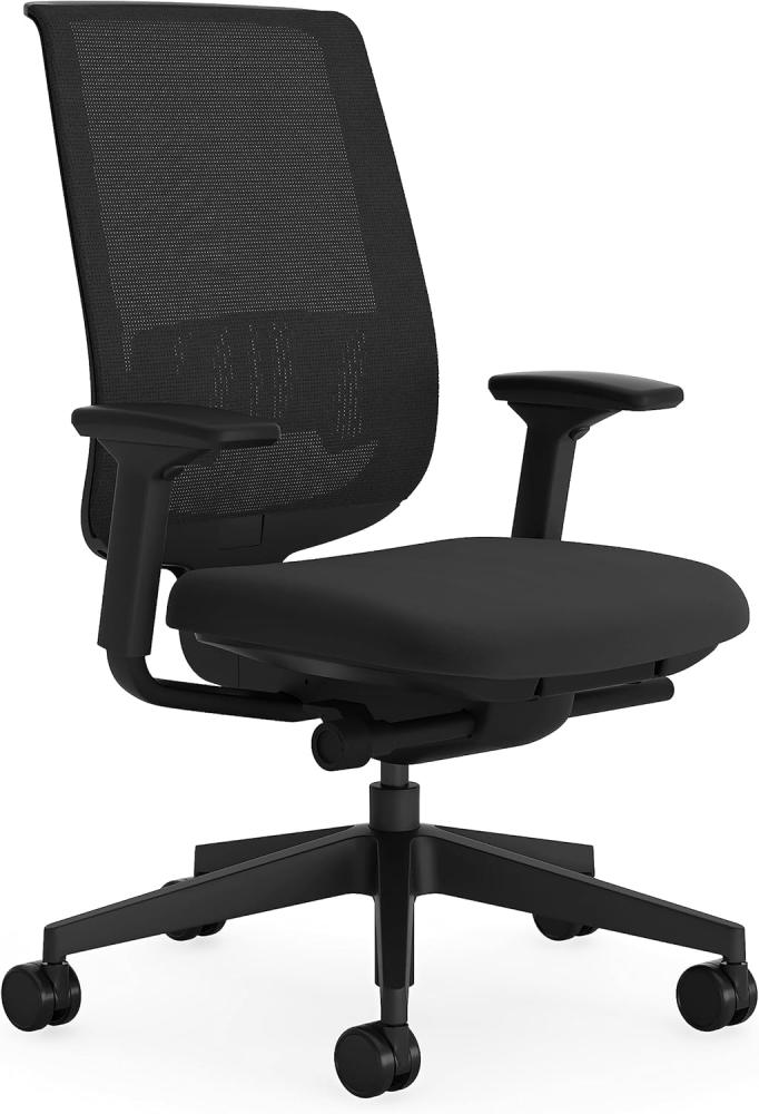 Steelcase Reply Air Ergonomischer, höhenverstellbarer Bürostuhl mit verstellbarer Lordosenstütze und Armlehnen, atmungsaktivem Schwarz Rückennetz und bequemem Onyx-Sitzstoff, 58. 5 x 66 x 100. 5 Bild 1