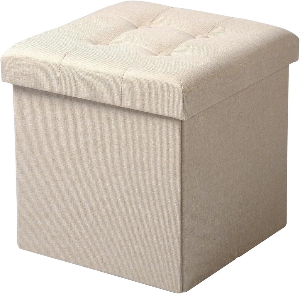 Sitzhocker Fußhocker mit Stauraum SH06 cremeweiß Bild 1