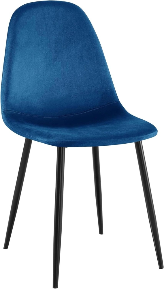 CLP Esszimmerstuhl Napier gepolstert mit Rückenlehne,blau Samt Bild 1