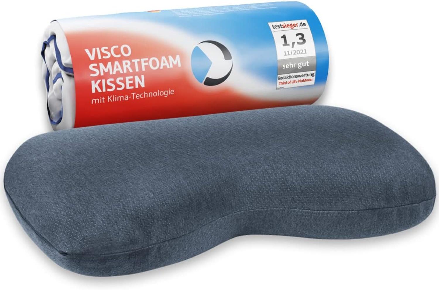 Nackenstützkissen NuMOON QuickDry, Kopfkissen aus Visco Schaum mit Bambus-Aktivkohle und Thermic Bezug, für alle Schlafpositionen geeignet Bild 1