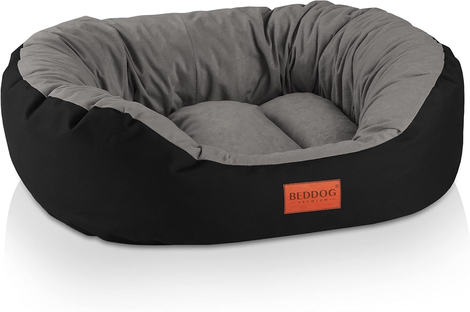 BedDog Hundebett Grosse Hunde - Hundekissen - Hundekorb - Ovales Hundekörbchen - Hundesofa - Hundebetten für Große Hunde - Dog Bed - Hunde Bett - Körbchen Hund aus Alicante-Gewebe L, THE-ROCK (schwarz/grau) Bild 1