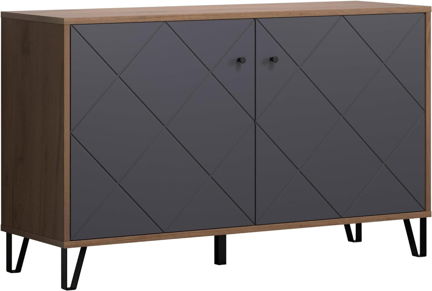 Sideboard Montez in Graphite grau und Eiche Kraft Gold 123 cm Bild 1