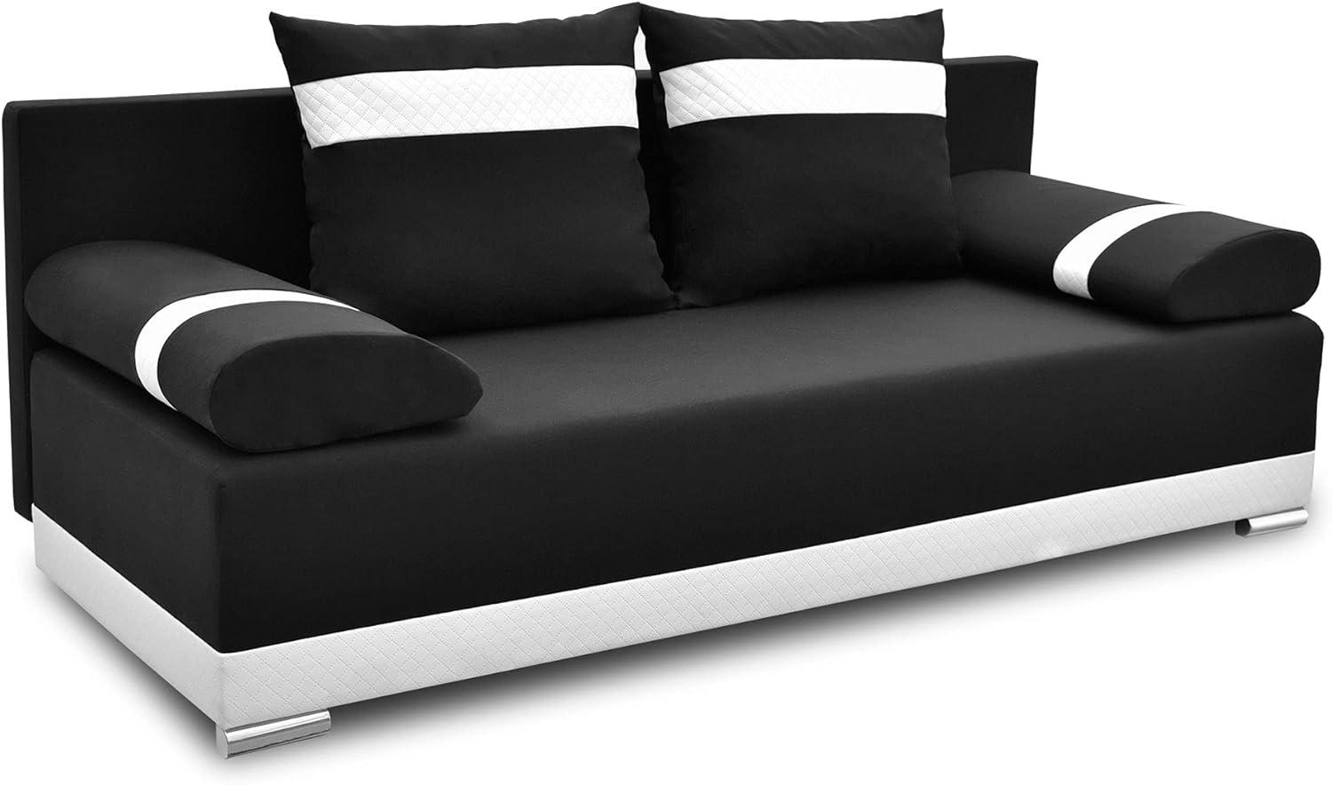 Schlafsofa ORLEAN, Sofa mit Bettkasten und Schlaffunktionn, Klappsofa, Schlafcouch, Bettsofa, Couch vom Hersteller,Couch, Couchgarnitur, Sofagarnitur (schwarz) Bild 1