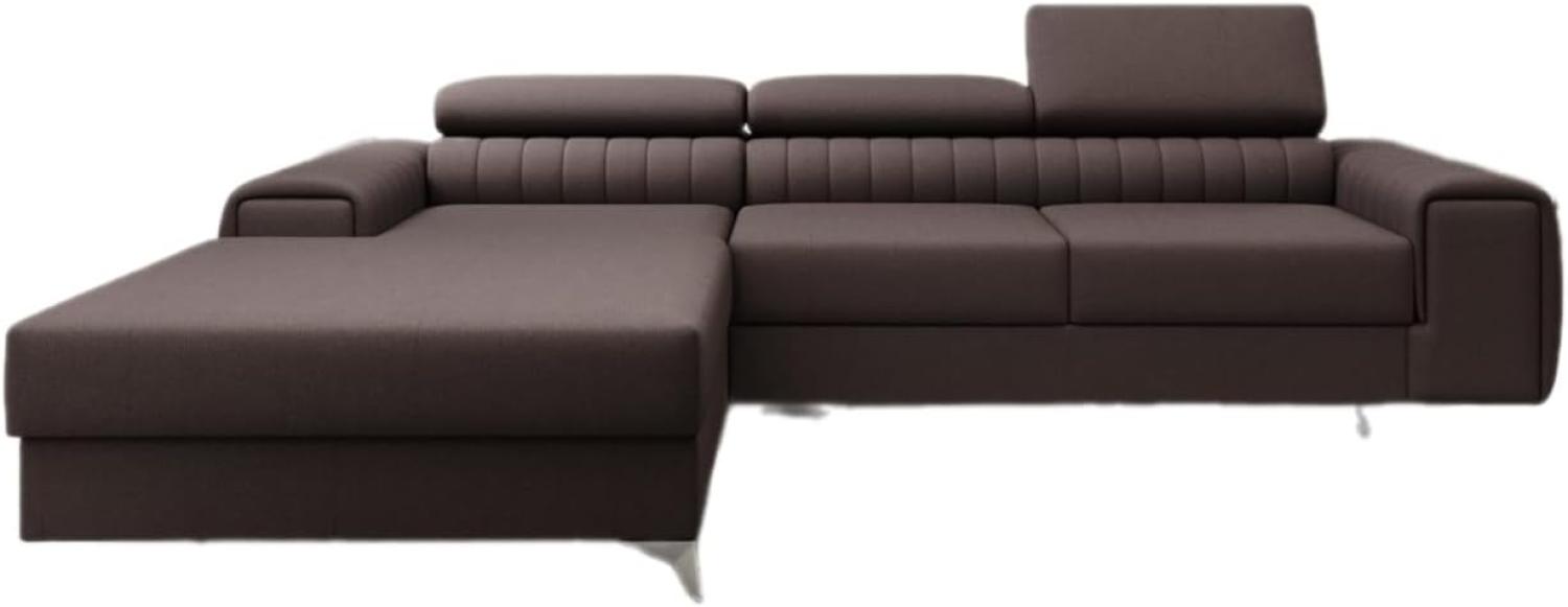 Designer Sofa Melinda mit Schlaf- und Klappfunktion Stoff Dunkelbraun Links Bild 1