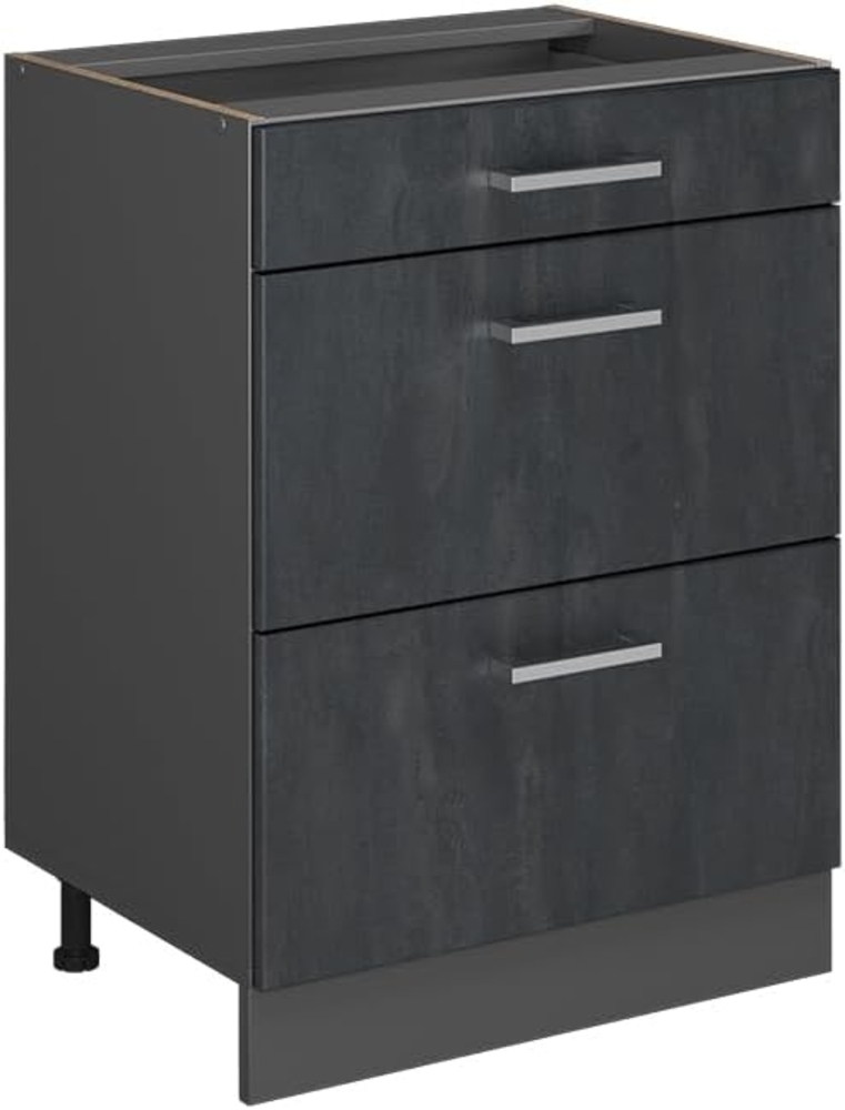 Vicco Küchenunterschrank R-Line, Schwarz Beton/Anthrazit, 60 cm ohne Arbeitsplatte Bild 1