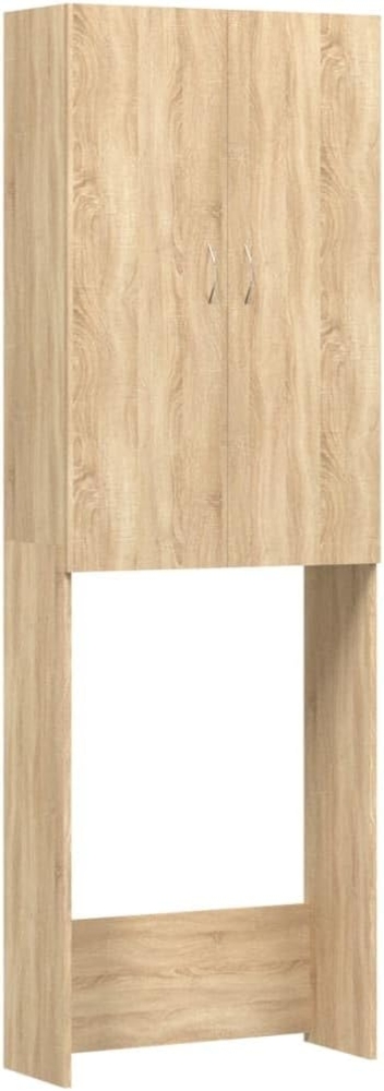 vidaXL Waschmaschinenschrank mit 2 Türen 3 Fächern Badmöbel Badschrank Badregal Badezimmerschrank Hochschrank Schrank Sonoma-Eiche 64 x 25,5 x 190 cm Bild 1