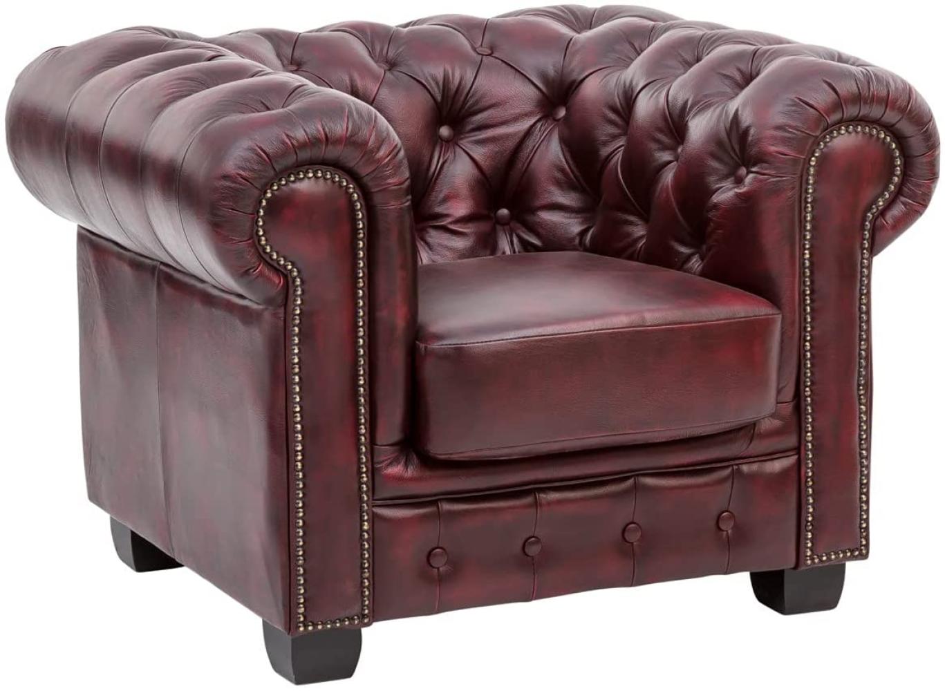 Sessel Chesterfield Echtleder rot Bild 1