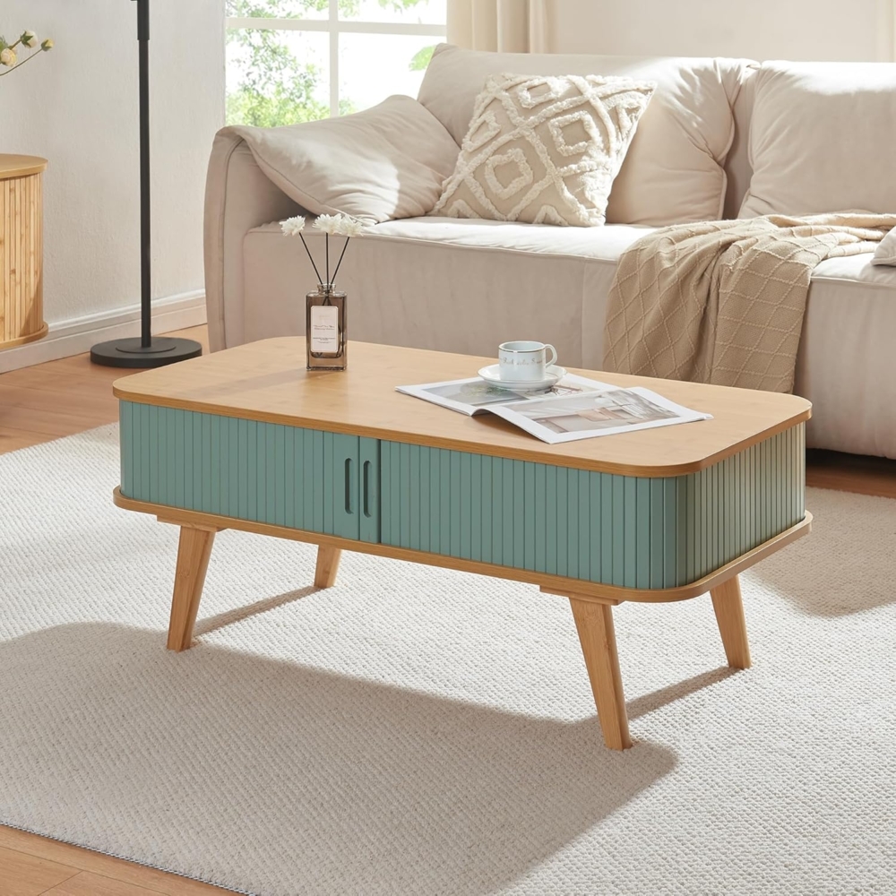 Couchtisch Tysvær 100x50x40 cm Bambus/Blau [en. casa] Bild 1