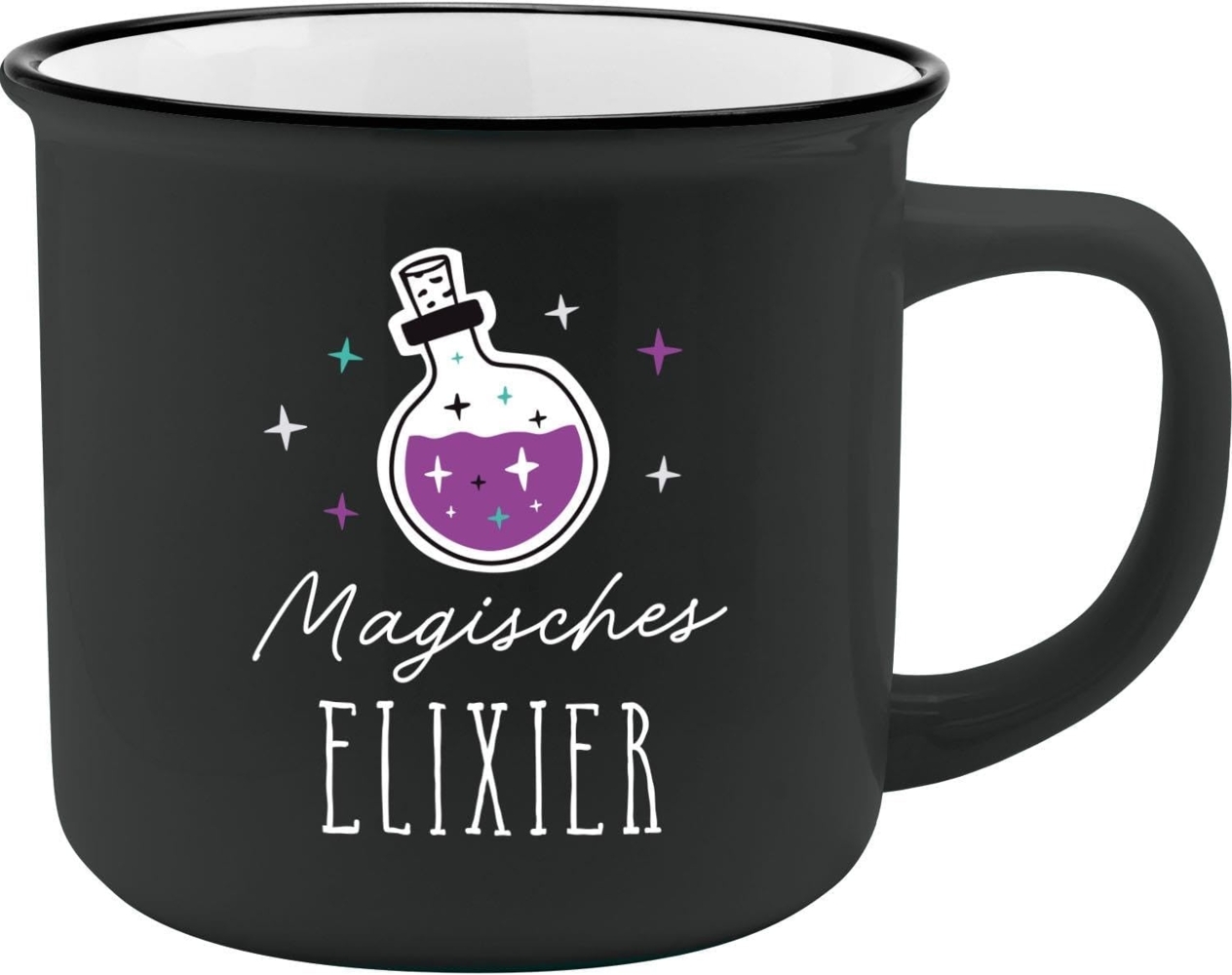 GRUSS & CO Becher mit Motiv "Elexier" | New Bone China Porzellan, Emaille-Optik, 35 cl | Lustiges Geschenk, Frühstück | 73913 Bild 1