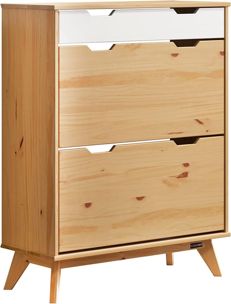 Casaria Schuhschrank Borneo (1-St) Holz 101x80x33cm mit Schublade 2 Klappen FSC®- zertifiziert Massiv Bild 1