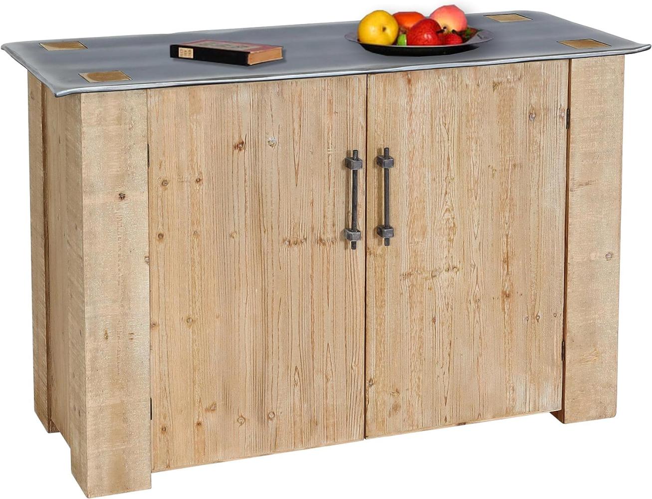 Sideboard HWC-L76, Kommode Schrank, Industrial Massiv-Holz MVG-zertifiziert 80x120x48cm, natur mit Metall-Optik Bild 1