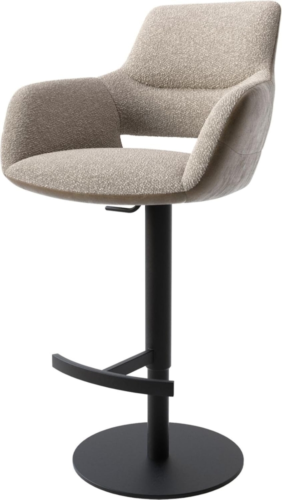 Barstuhl Yago-Flex Materialmix Mikrofaser Schlamm / Bouclé Schlamm Drehfuß höhenverstellbar Metall Schwarz drehbar Taschenfederkern Bild 1