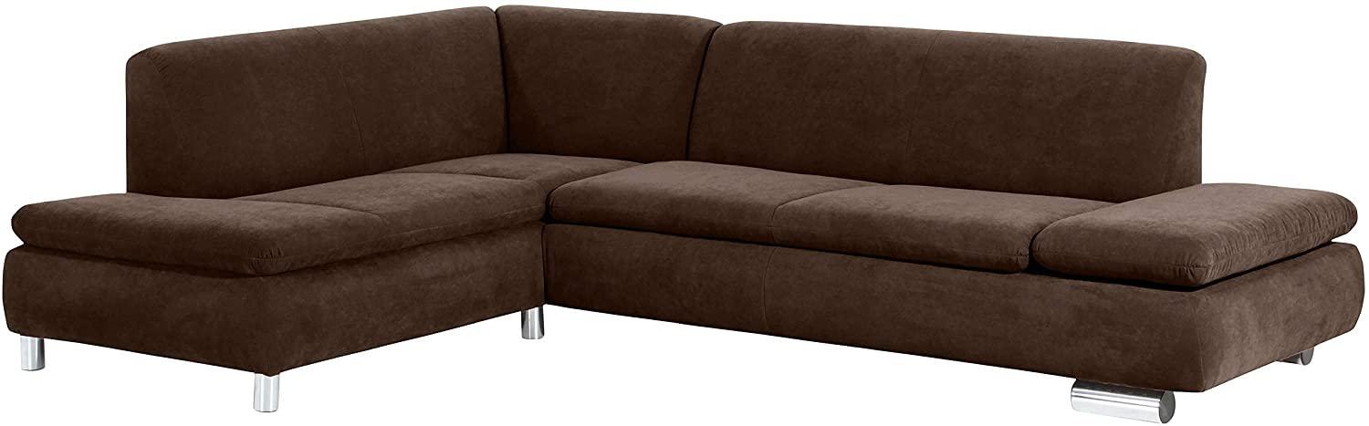 Terrence Ecksofa Veloursstoff Braun Metallfüße verchromt Bild 1