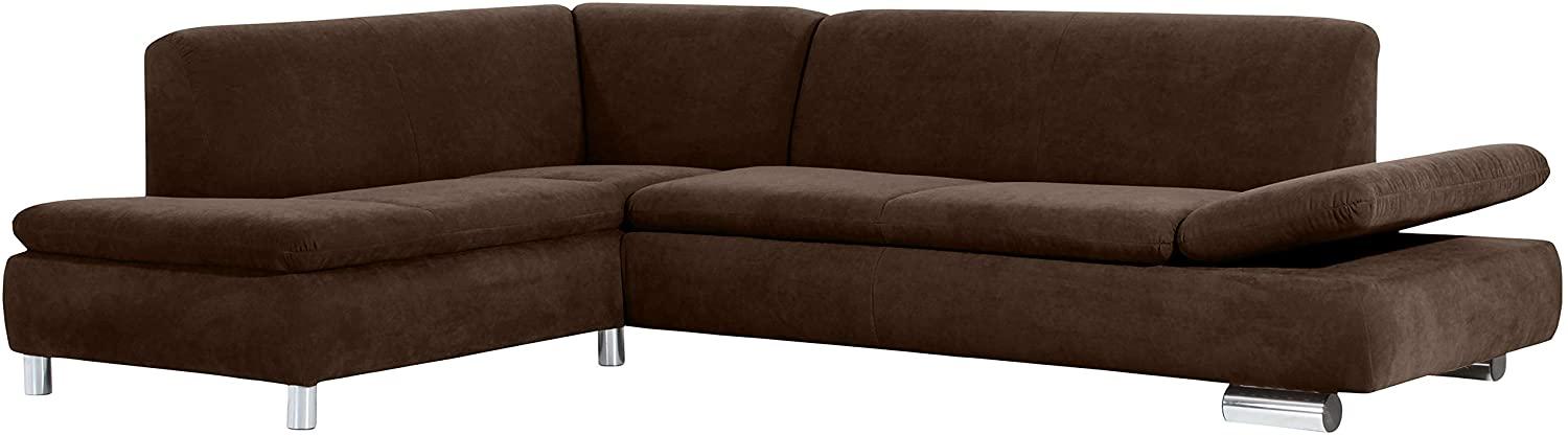 Terrence Ecksofa Veloursstoff Braun Metallfüße verchromt Bild 1