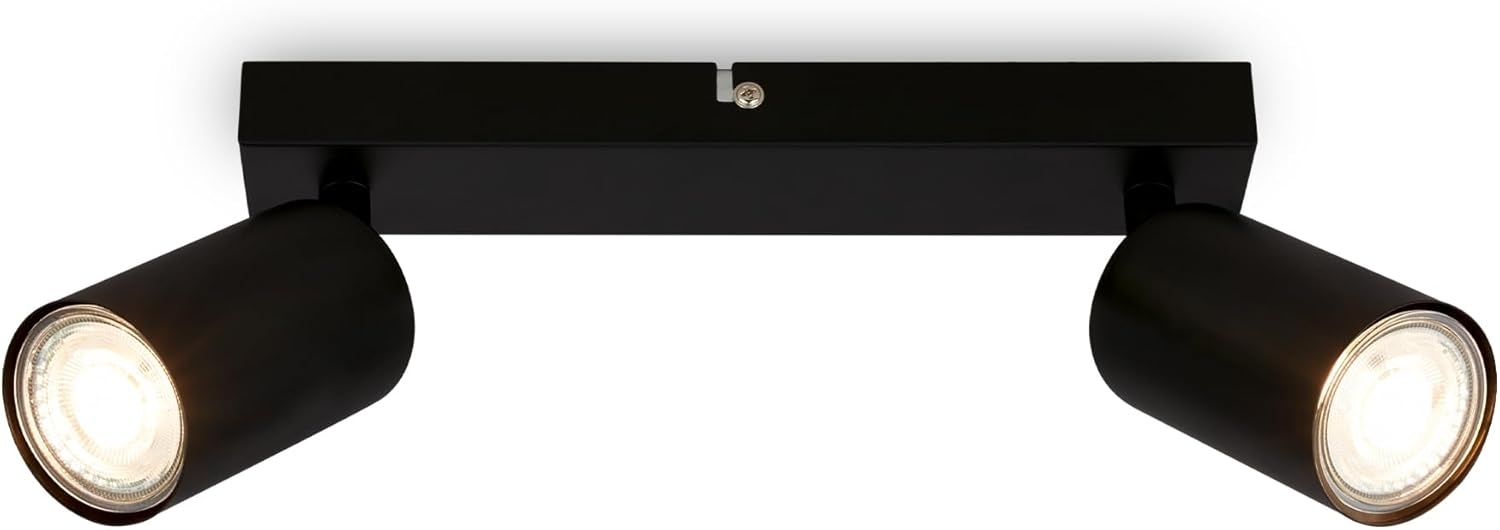 BRILONER - Deckenlampe schwenkbar, GU10 Fassung, max. 9 W, Deckenleuchte, Lampe, Wohnzimmerlampe, Schlafzimmerlampe, Küchenlampe, Deckenstrahler, Deckenbeleuchtung, Flurlampe, 25,5 cm, Schwarz Bild 1