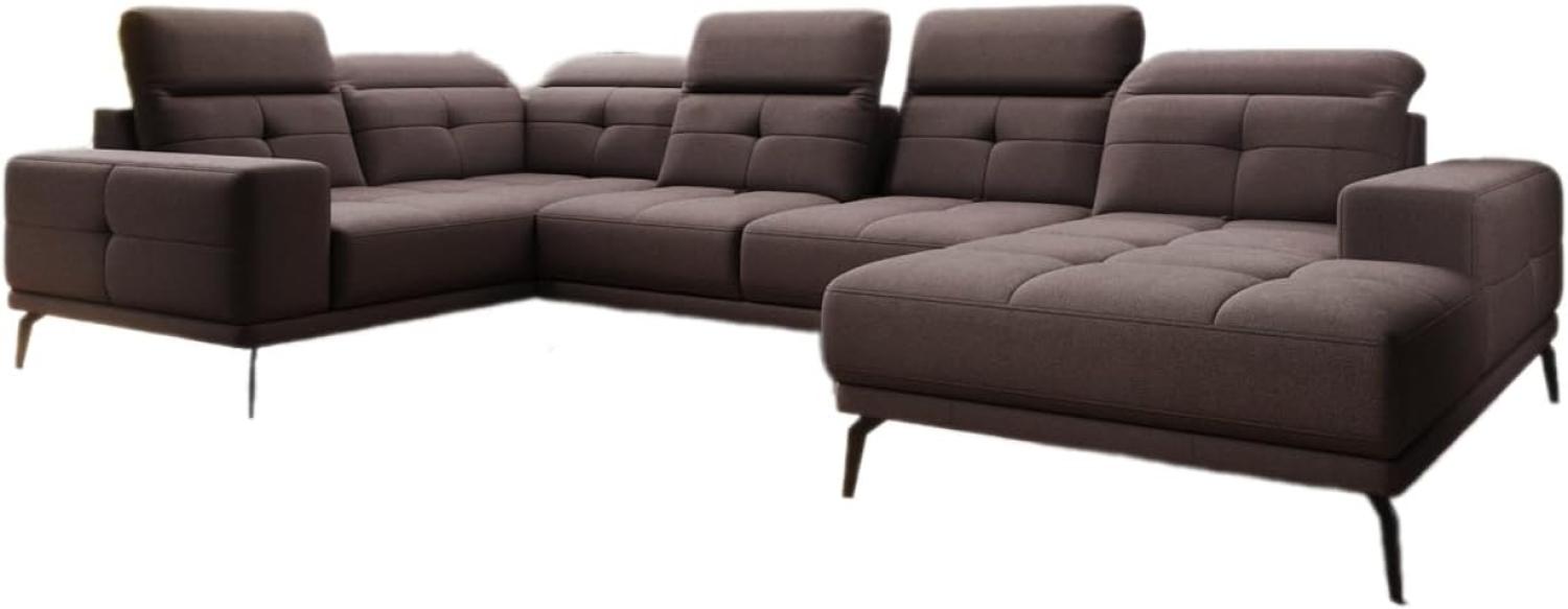 Designer Sofa Nerio mit verstellbarer Kopf- und Rückenlehne Stoff Dunkelbraun Rechts Bild 1