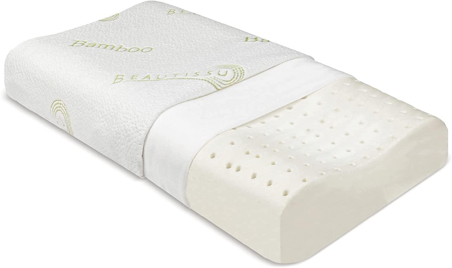 Beautissu 'BeauErgo FK Bambus' Memory Foam Konturkissen, Jacquard Strickgewebe weiß, 55 x 35 x 11 cm Bild 1