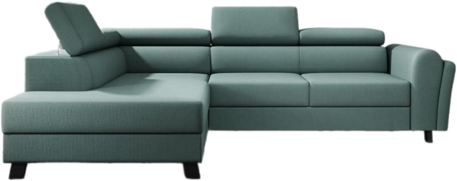 Designer Sofa Kira mit Schlaf- und Klappfunktion Stoff Grün Links Bild 1