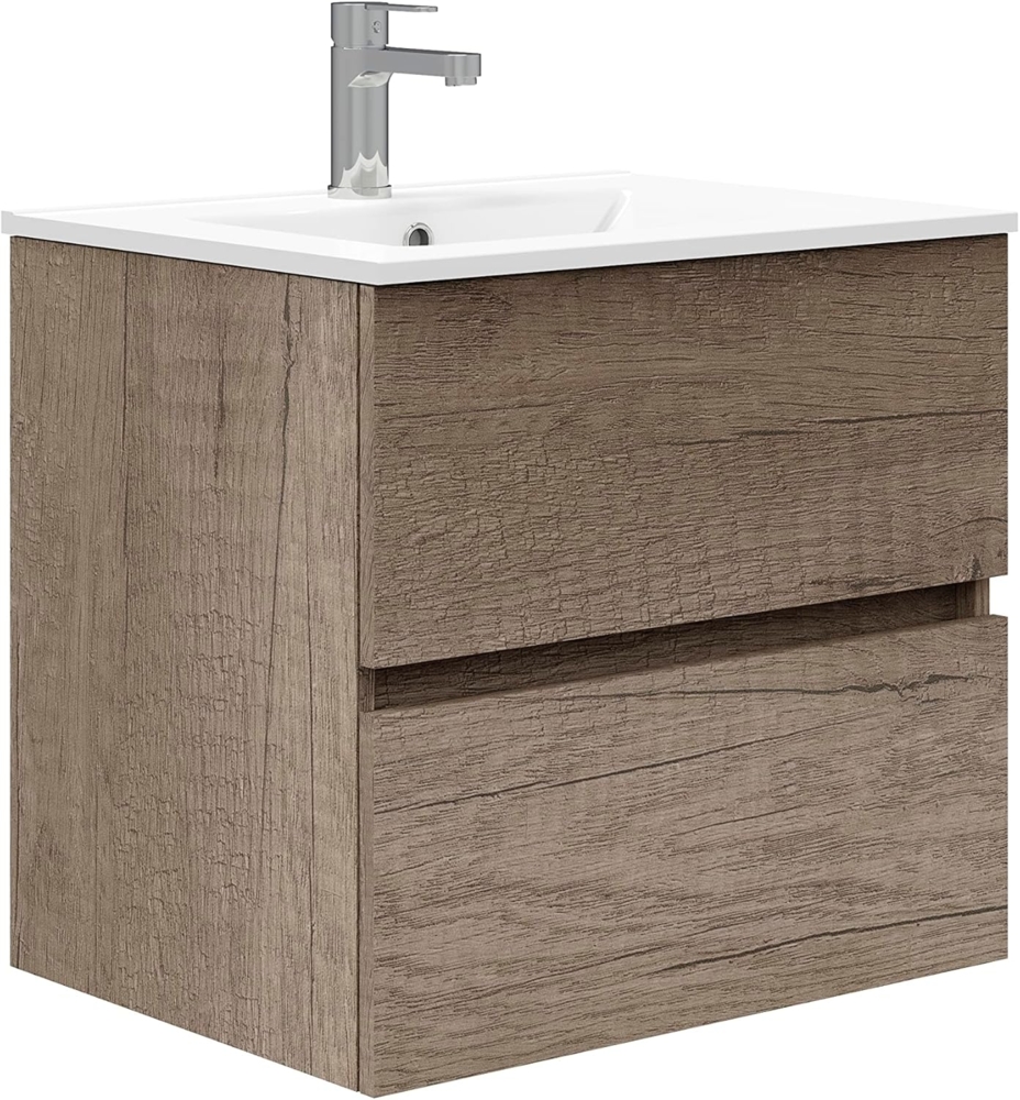 Baikal Trix Badezimmermöbel, 60 cm, 2 Schubladen, zur Wandmontage, Verschiedene Ausführungen und Maße, montiert, 2 Schubladen, 60 cm Nebraska Bild 1