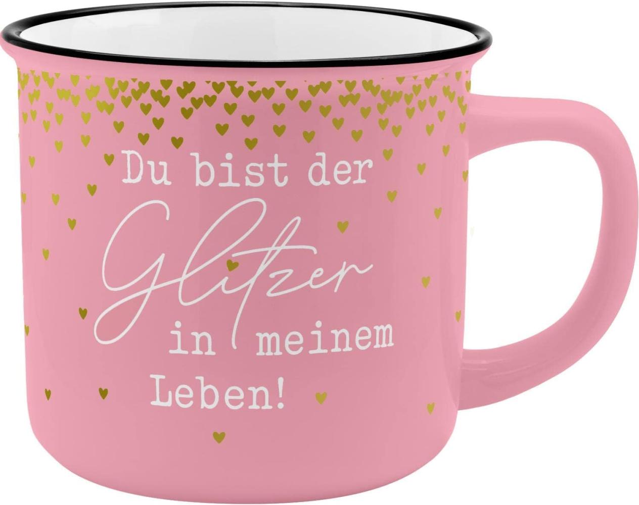 GRUSS & CO Becher Motiv "Glitzer" | New Bone China Porzellan, Emaille-Optik, 35 cl | Geschenk, Tasse lustig | 47897 Bild 1