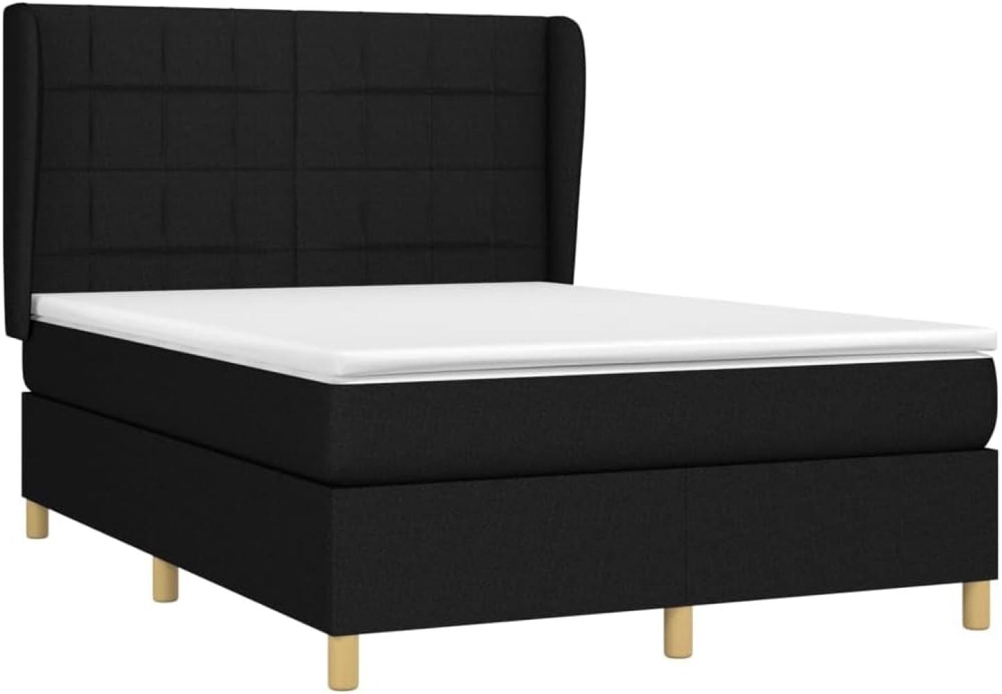 vidaXL Boxspringbett mit Matratze Schwarz 140x200 cm Stoff 3128527 Bild 1