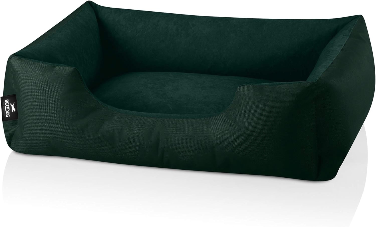 BedDog Hundebett ZARA, Hundekissen mit abziehbaren waschbaren Bezug, Hundekorb, Hundesofa, für kleine, große, mittel-große Hunde (S) ca. 55x40x17cm, BOTTLE-GREEN (dunkelgrün) Bild 1