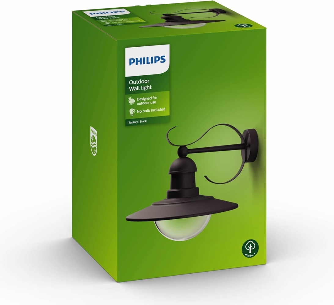 Philips Topiary Wandleuchten für den Außenbereich, E27-Fassung, wasserfest, schwarz, IP44 wetterfest Bild 1