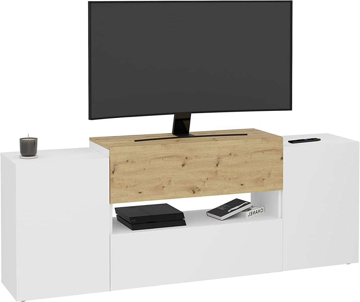 FMD '444216' TV-Schrank, Weiß und Artisan-Eiche , 70,2 x 33 x 182 cm Bild 1