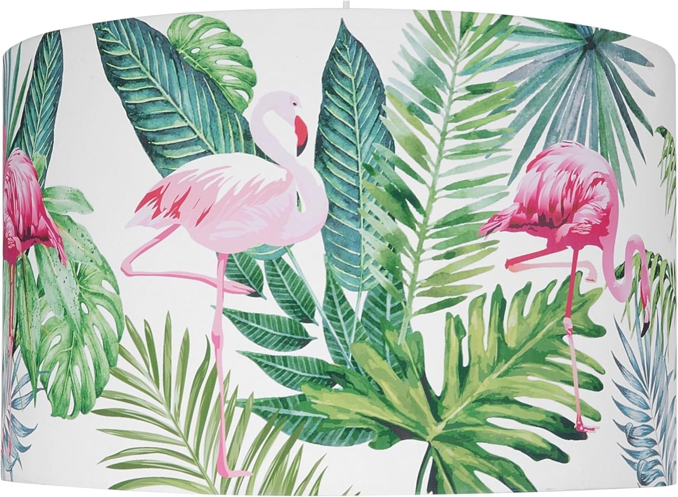 'Flamingo' Hängeleuchte Weiß runder Stoffschirm Flamingo-Design Dschungel-Optik Kinderzimmer Beleuchtung Modernes Design Bild 1