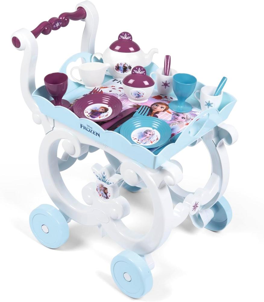 Frozen 2 Servierwagen, Disney Frozen Servierwagen mit Rollen und Geschirrset, für Kinder ab 3 Jahren Bild 1