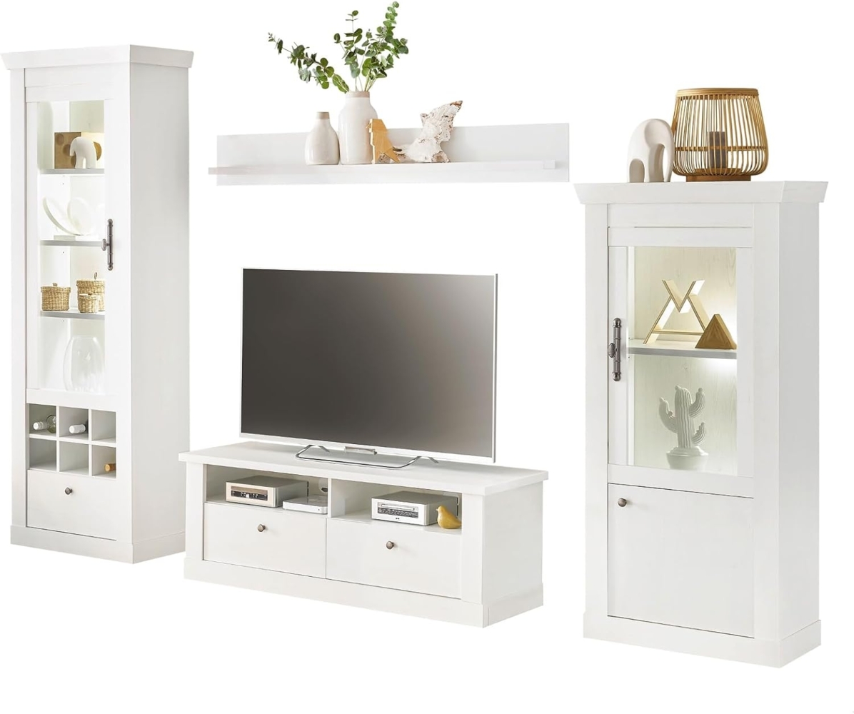 Wohnwand Fiastra in weiß Pinie Landhaus 290 cm Bild 1