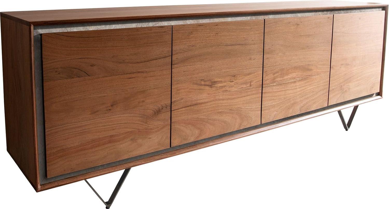 Sideboard Stonegrace 200 cm Akazie Braun Steinfurnier 4 Türen V-Fuß Schwarz Bild 1