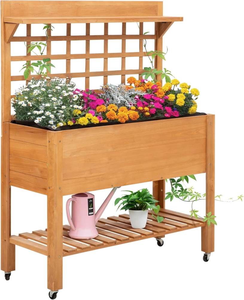 Outsunny Pflanztisch Gärtnertisch mit Rollen Bild 1