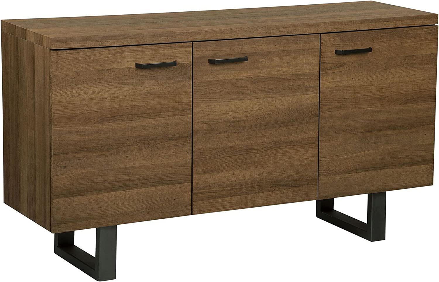 'Timber' Sideboard mit 3 Türen, 79 x 42 x 140 cm, Dunkler Holzfarbton Bild 1