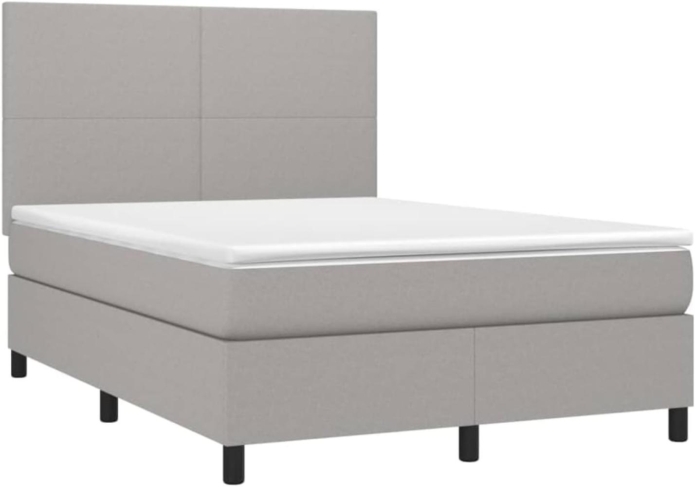 vidaXL Boxspringbett mit Matratze Hellgrau 140x200 cm Stoff, Härtegrad: H2 [3141617] Bild 1