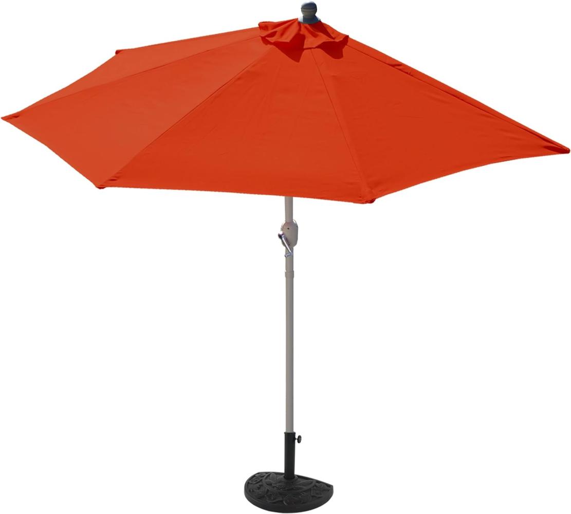 Sonnenschirm halbrund Parla, Halbschirm Balkonschirm, UV 50+ Polyester/Alu 3kg ~ 300cm terracotta mit Ständer Bild 1